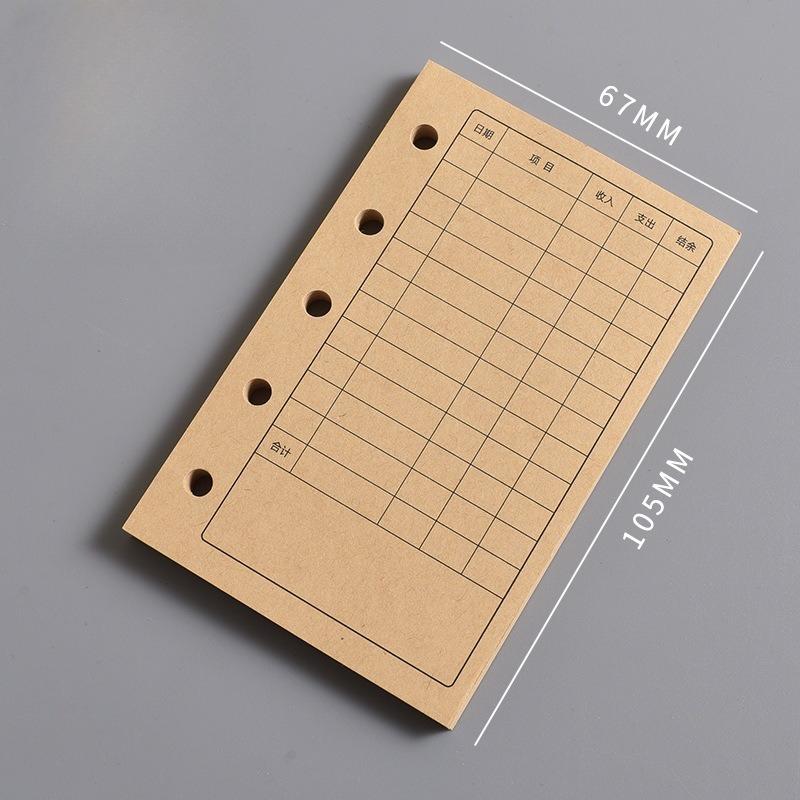 Die Innenseite des M5 Notizbuchs Die leere vertikale Linie des A8 Loseblatt-Kernquadrats und der Wochenplan Eine Seite pro Tag zum Eintragen