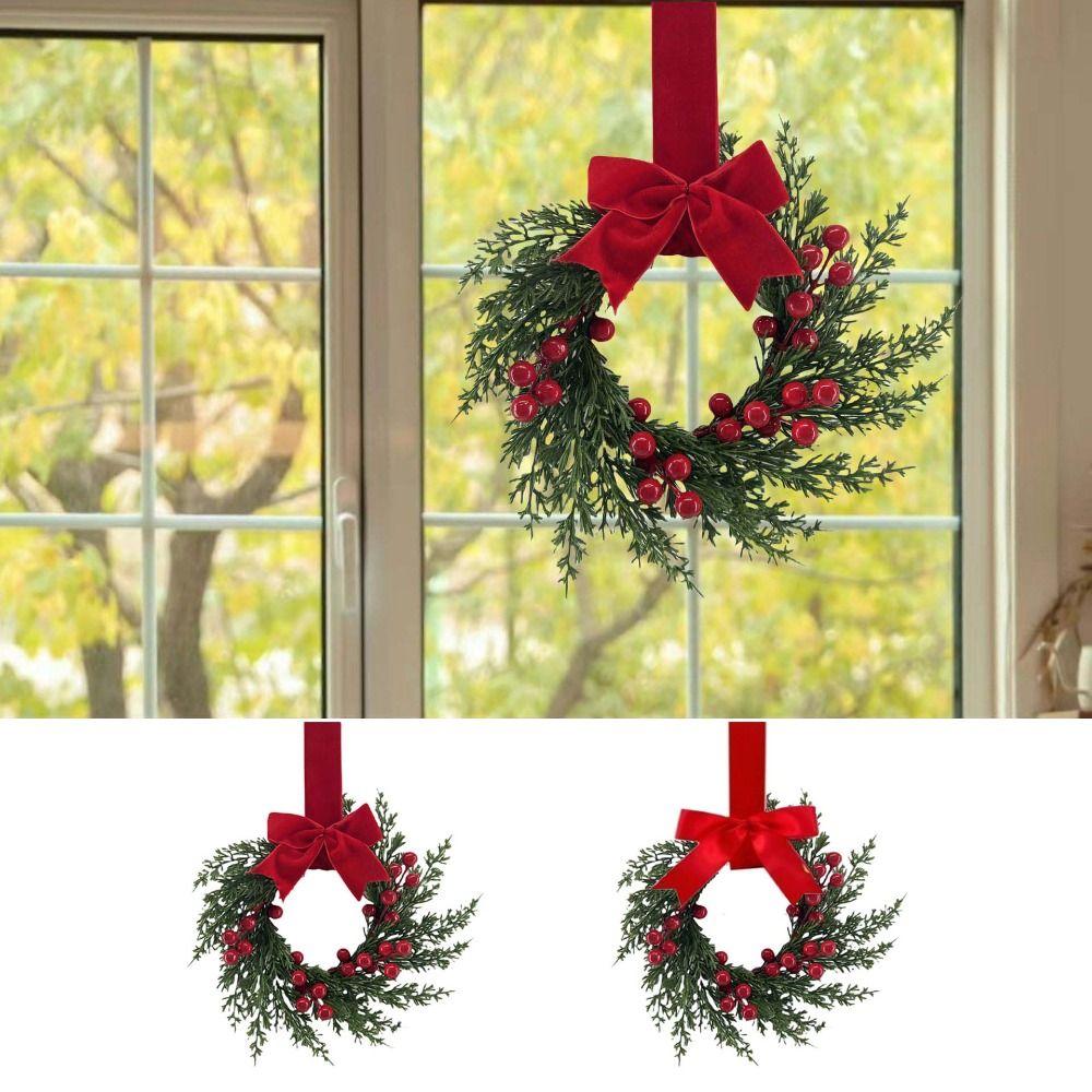 New Pinecone Christmas Wreath Red Berry Festive Door Hanging Ornament 3D Artificial Artificial Garland Navidad Decoration