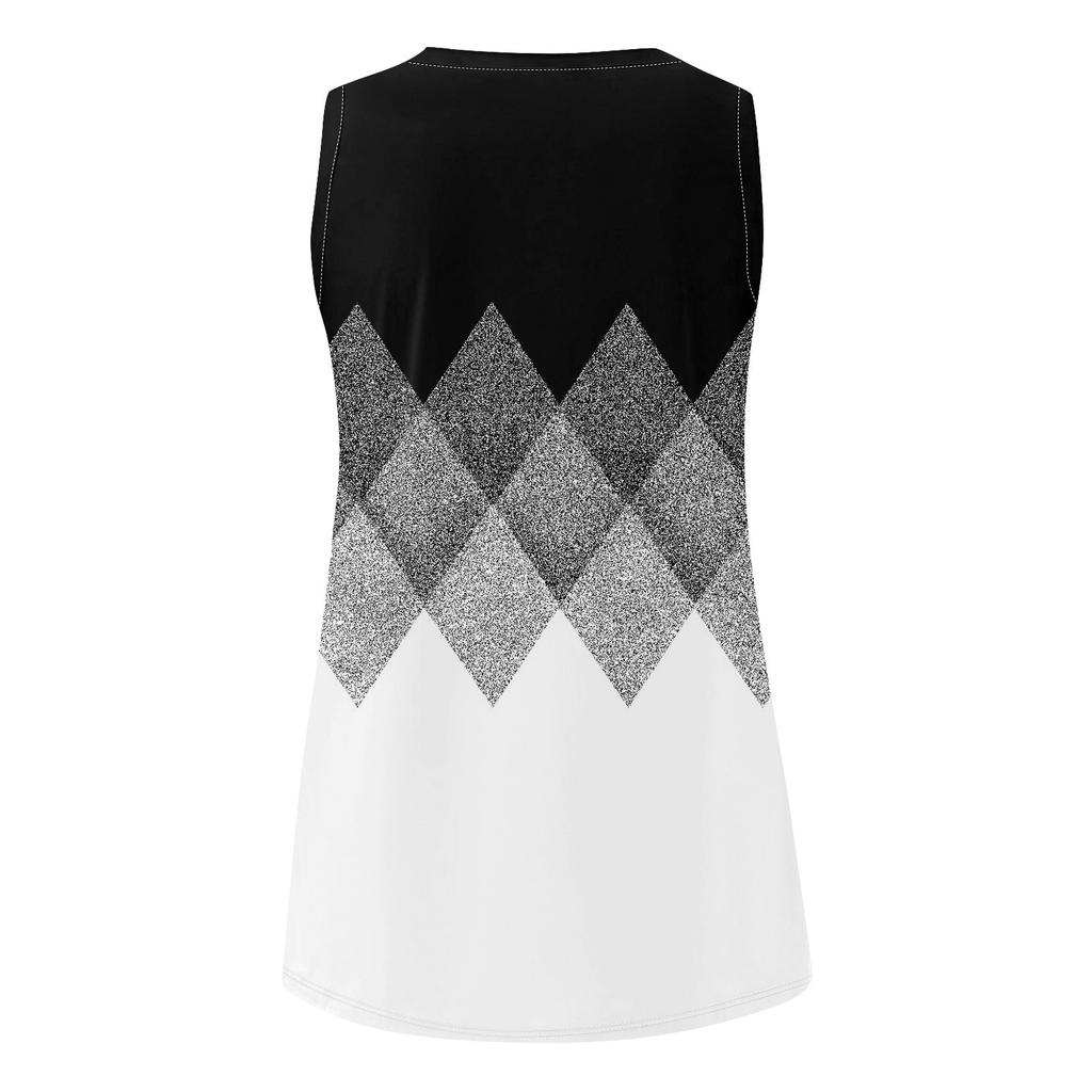 Women Summer Sleeveless Casual Printed V Neck T Shirt Tops Blouse