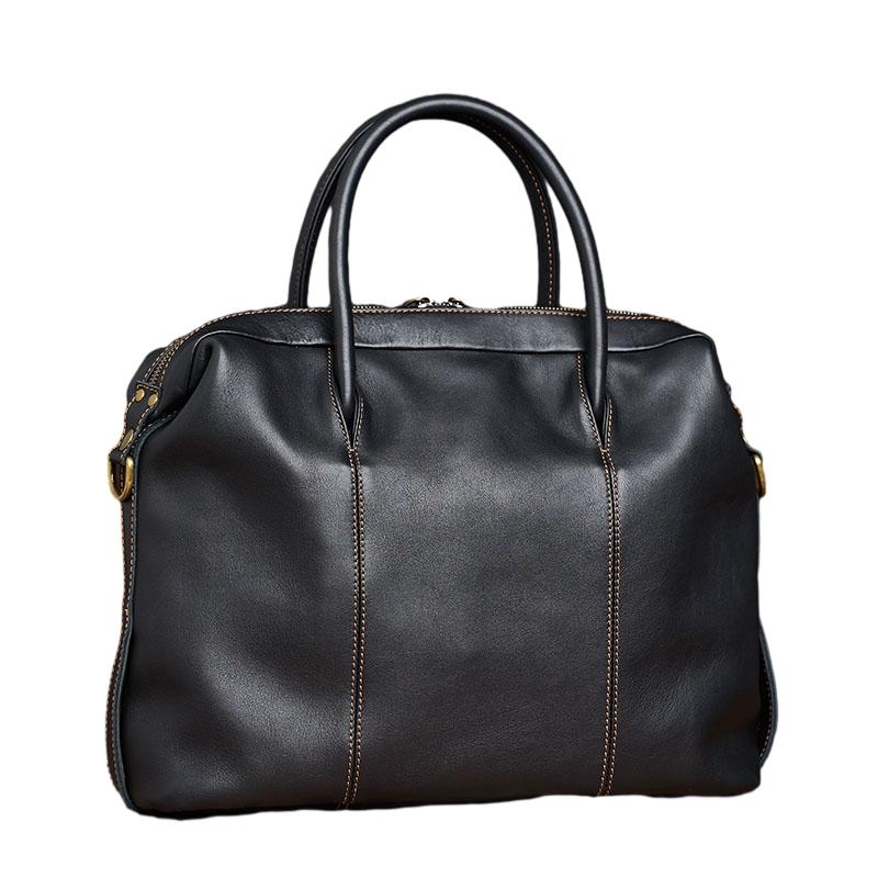 Genuine Leather Black Men Handbag Man Briefcase Brown Business Shoulder Crossbody Bag Cowhide Office 17 Inch Laptop Bag