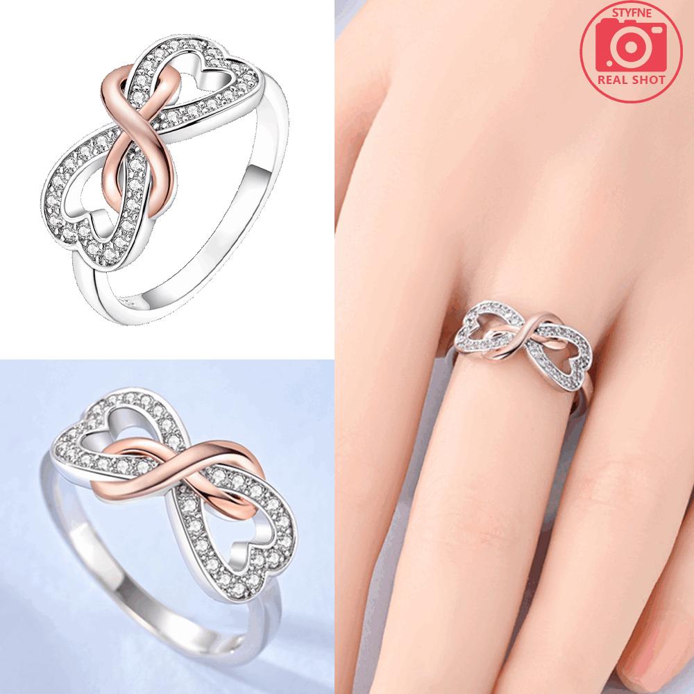 Blue Luminous Starry Night Ring Cross Infinity Love Heart Ring Original 925 Silver Valentine's Anniversary Fine Gift