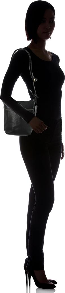 Peaks Peak Cowhide Shoulder Bag, Made in Japan, Women's, Black