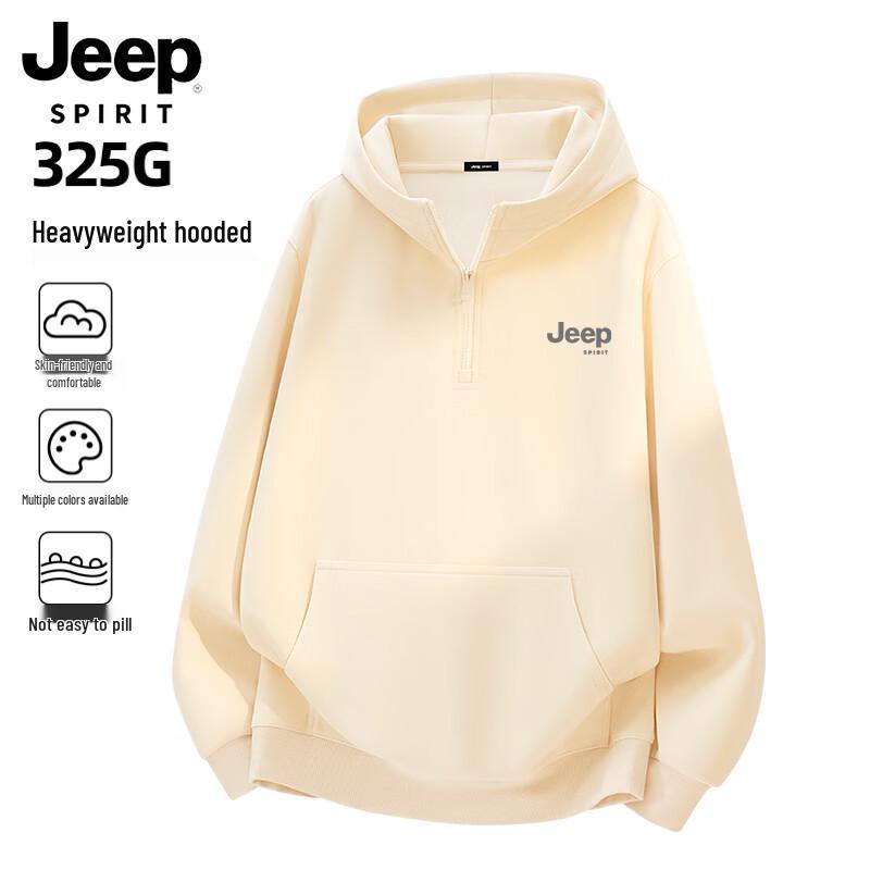 Jeep Spirit Men's Casual Half-Zip Hooded Sweatshirt