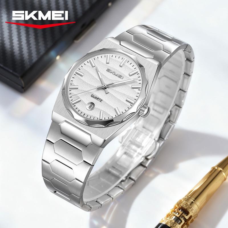 SKMEI 9382 Elegant Men's Quartz Watch Date Display Stainless Steel Strap Minimalist Business Watch for Man Reloj Hombre