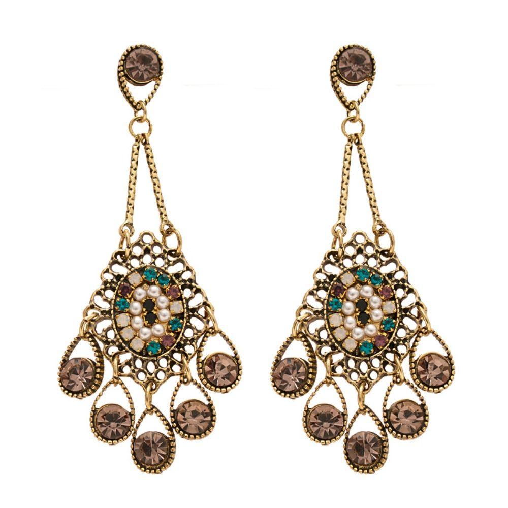 Bohemia Style Bohemian Crystal Earrings Hollow Water Drop Earrings Pendant  Beach