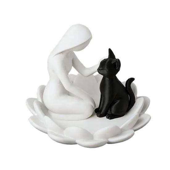 Human-Cat Interaction Shape Ornament Non-Slip Lotus with Stable Base