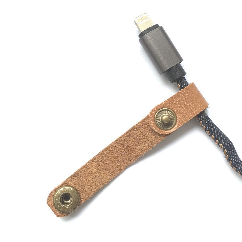 Faux Leather Earphone & Data Cable Organizer with Buckle