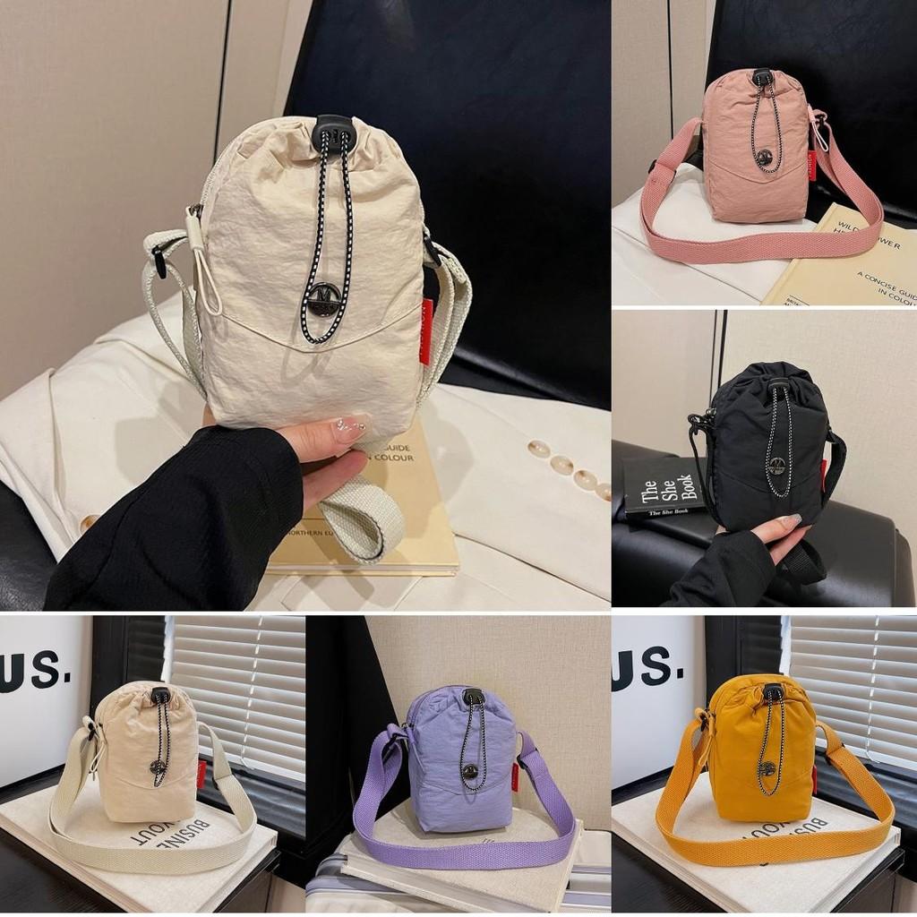 Color Solid Soft Canvas Water Bucket Hiking Bag Single Shoulder Strap Daily Use