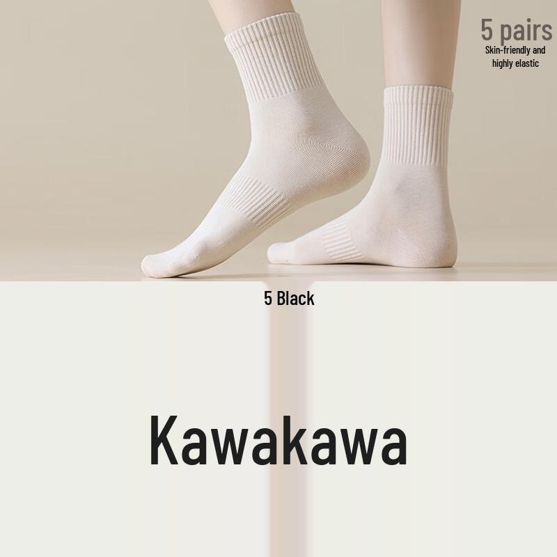 Yuzhaolin Women's Mid-Calf Casual Cotton Socks (5 Pairs)