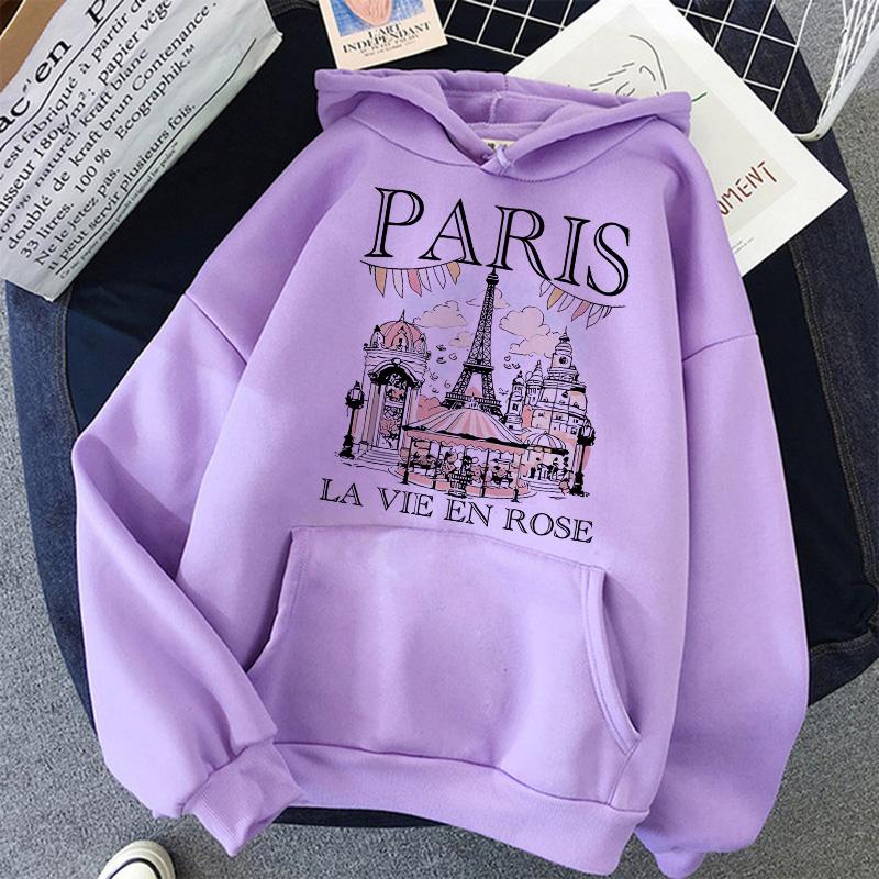 Fashion Bonjour Paris Text Print Hoodies 2025 Casual Vintge Y2k Sweatshirts Clothes Women Men Graphic Gothic Pullovers Hooded