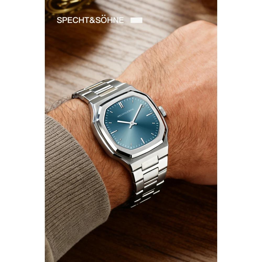 New Fashion Specht & Söhne Ultrathin Quartz Watch For Men Ice Blue Color Stainless Steel Watches Sapphire Crystal 50M Waterproof