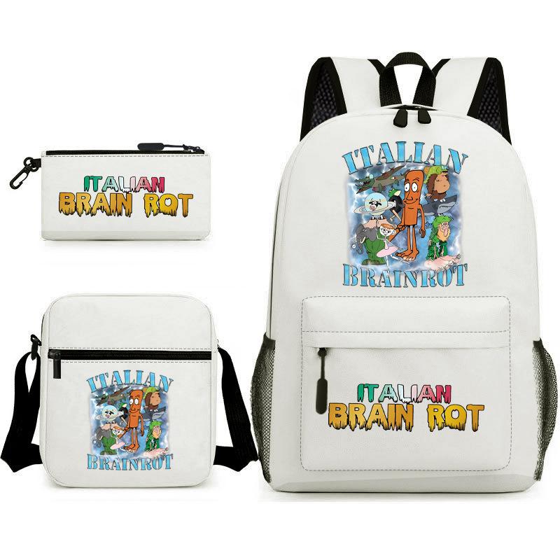 Cartoon abstract Shanhaijing primary school students and teenagers backpack schoolbag tongtongsahur three-piece set L