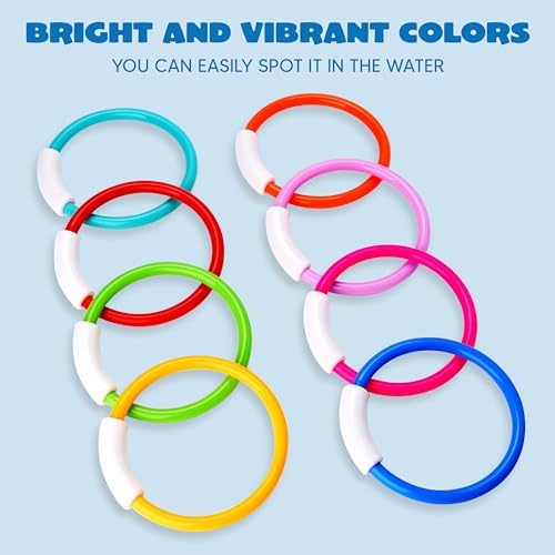 JOYIN Dive Rings, Pool Toys for Kids, Colorful Underwater Training Rings, Swimming Pool Games, Summer Water Fun Gift