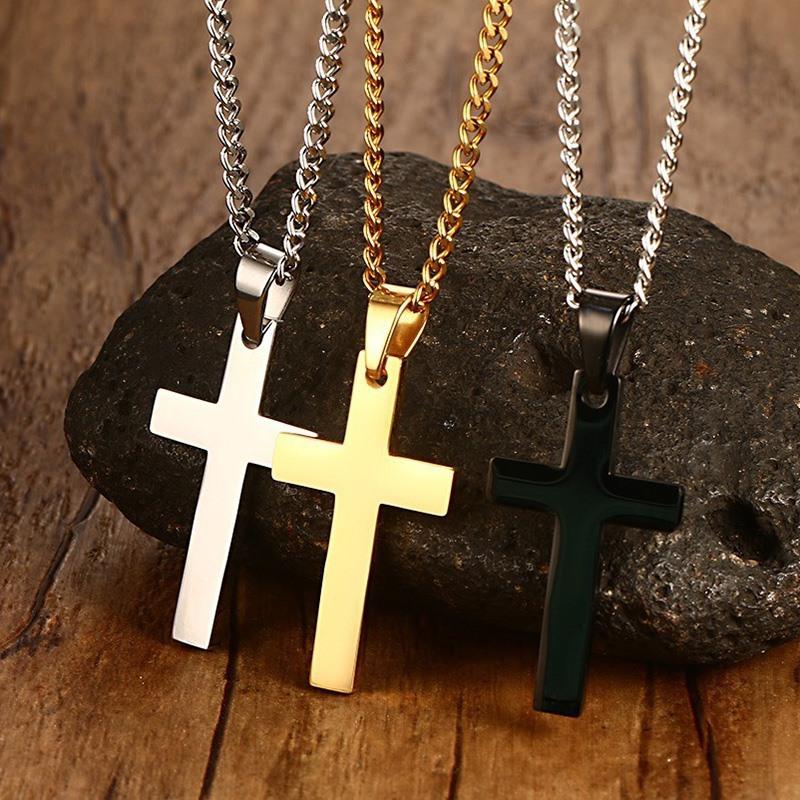 Fashion Cross Necklaces For Women Gold Silver Color Crucifix Pendant Chain Necklace Men Trendy Faith Prayer Jewelry