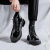 mens leisure platform boots black trend patent leather shoes party prom dress cowboy ankle boot spring autumn short botas hombre
