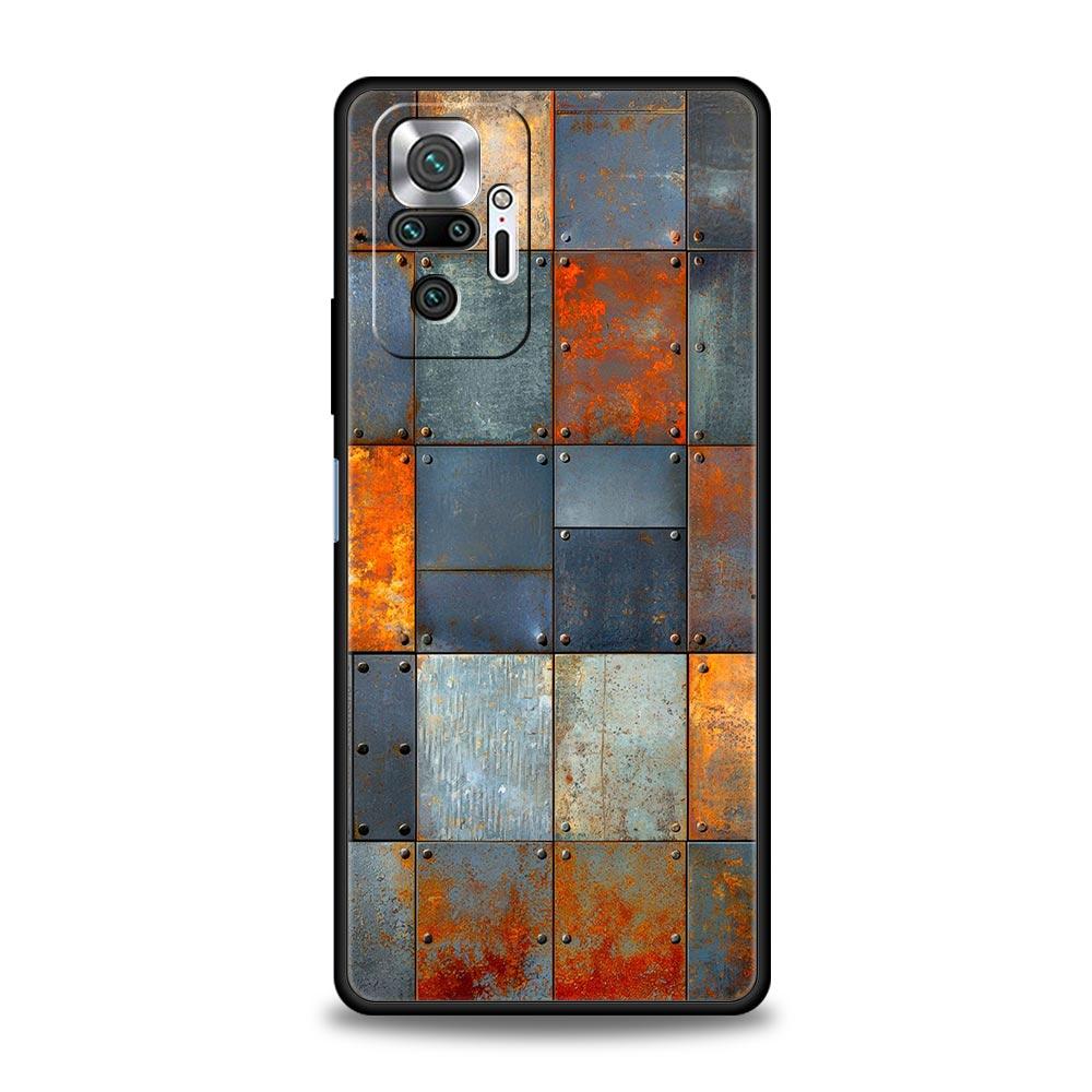 Vintage Industrieller Stil Rostige Handyhülle für Redmi 14C 10C Note 15 14 13 12 10 11 K40 Pro Plus Stoßfeste Weiche TPU-Schale