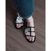 Sheepskin Version of Flower Flat Bottom One-word Slippers Women's Summer Wear Holiday Beach Open-toed Cold Slippers
