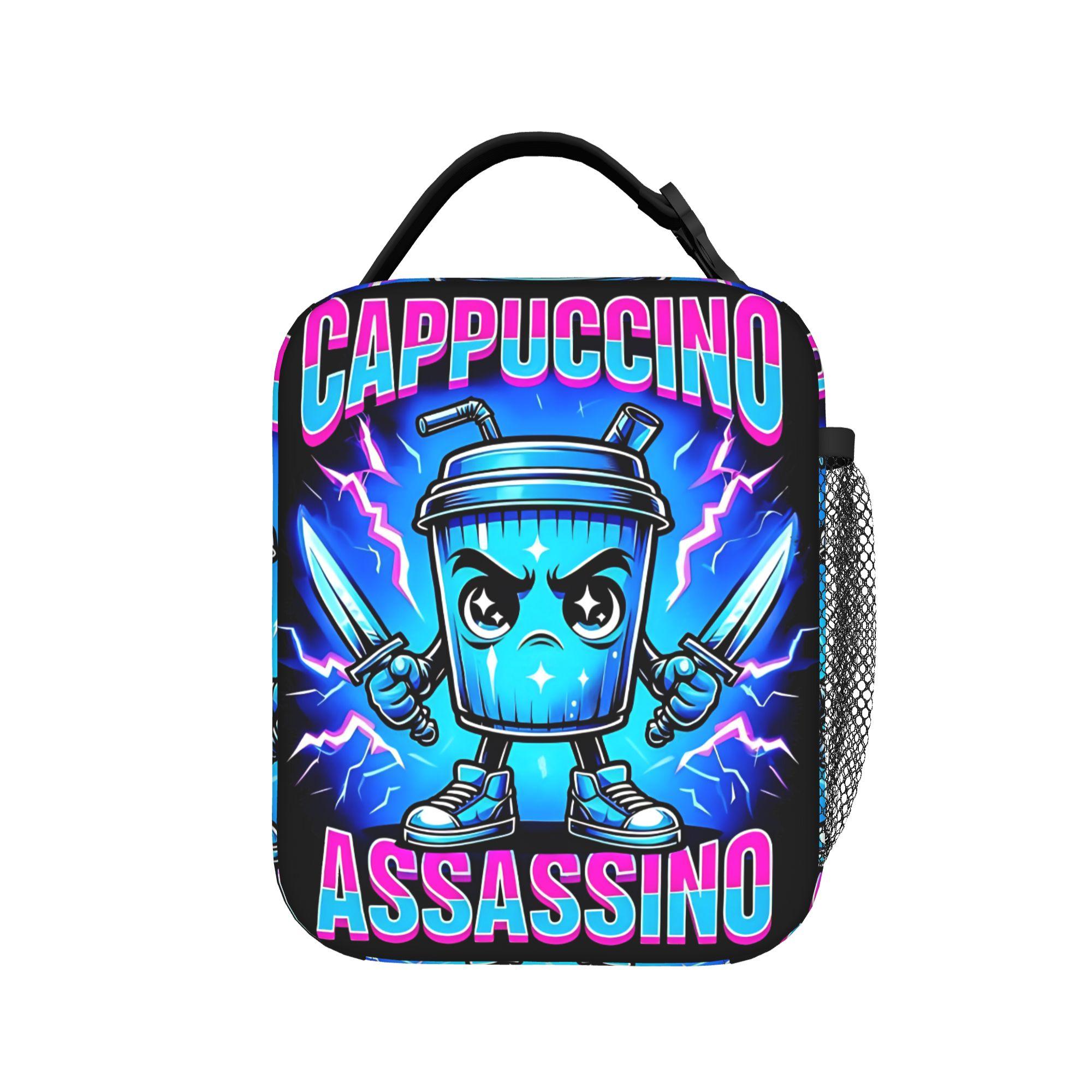 Italian Brainrot Cappuccino Assassino Cool Lunch Bag Portable Insulated Lunch Box Men Office Cooler Bag Thermal Lunch Bags One Size