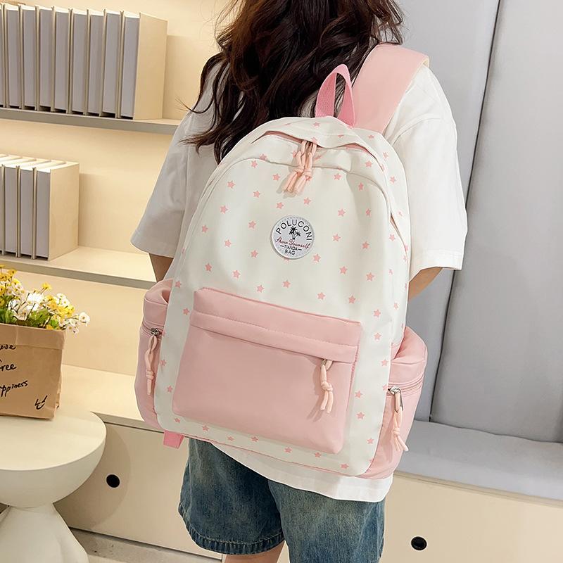 Schoolbag niche design simple versatile backpack junior high school college student high value schoolbag sweet and cute commuter backpack