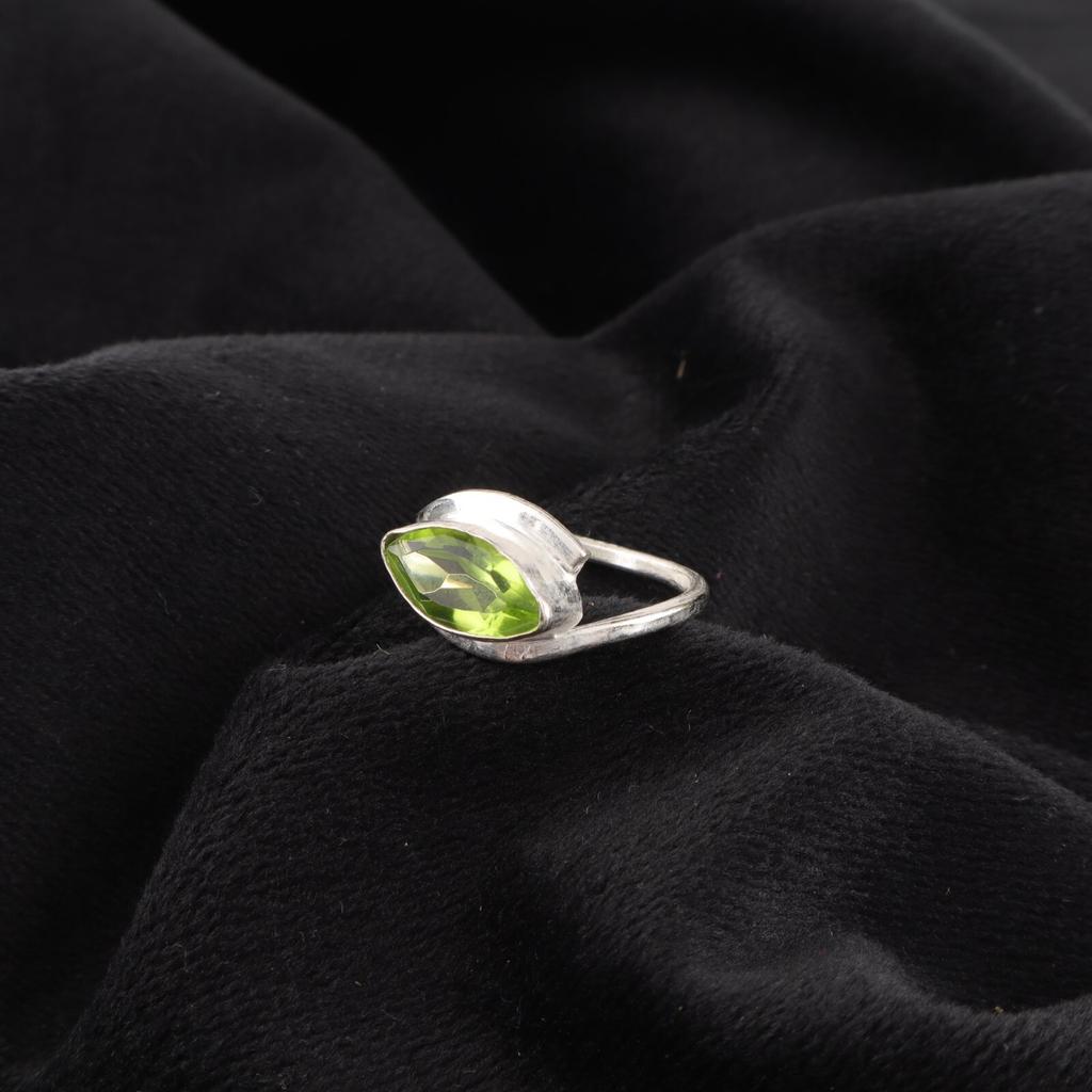 Green Peridot Gemstone 925 Sterling Silver Handmade Jewelry Women Ring For Gift RR-60-5