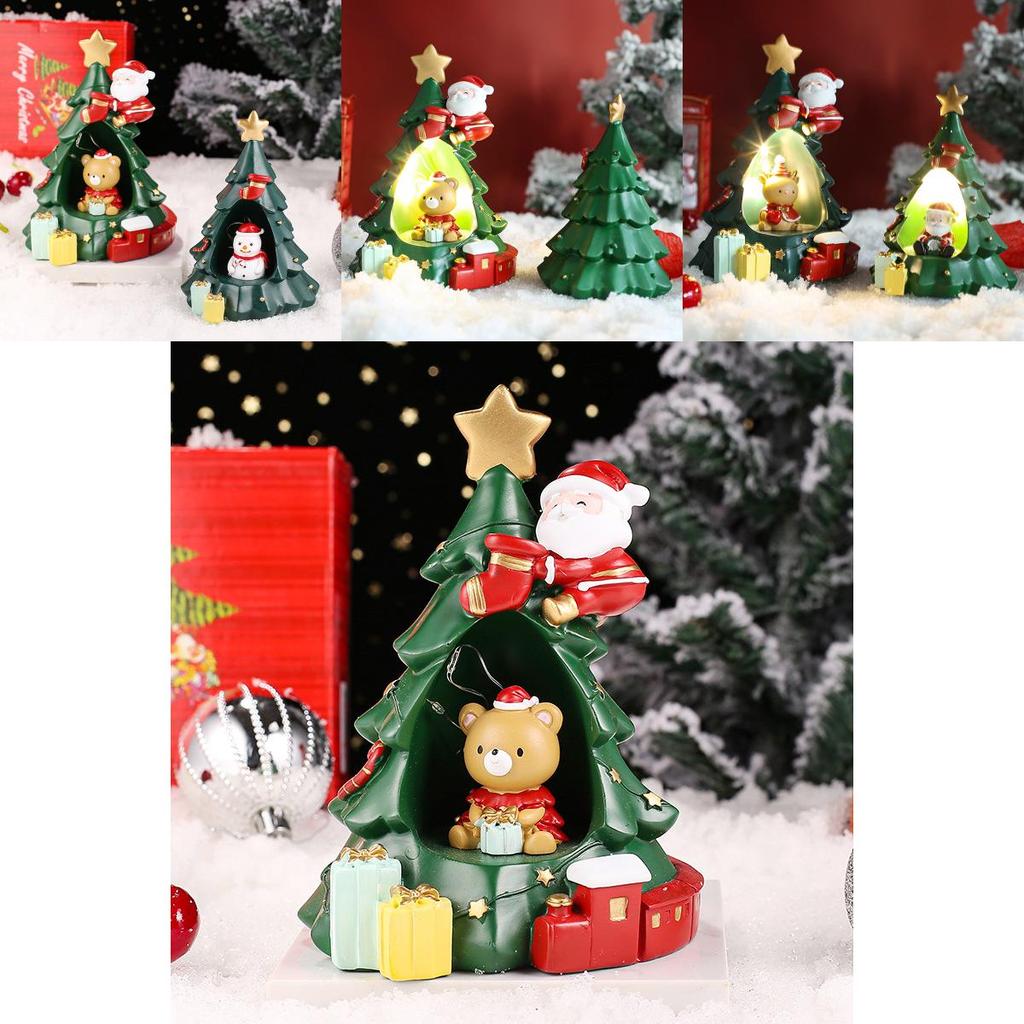 Christmas Star Night Light Cartoon Snowman Resin Figurine For Children Girls