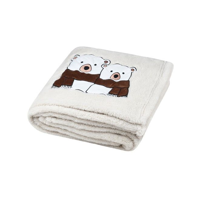 Plaid a poils doux 130 x 150 cm Ourson