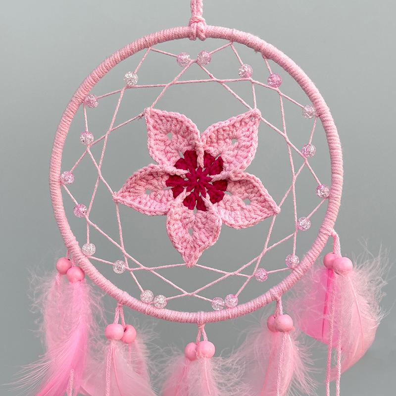 Hand-woven Crochet Dream Catcher Wind Chimes Bohemian Wall Hanging For Girl's Bedroom Window Decor Festival Gifts Home Accessory