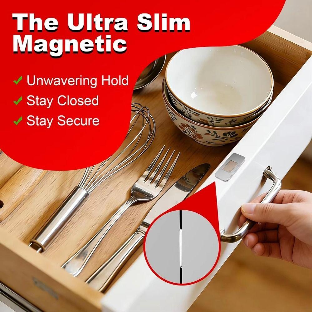 4 Set Self-Adhesive Drawer Magnet Ultra-Thin Cabinet Catch Stop Drawer Closer Wardrobe
