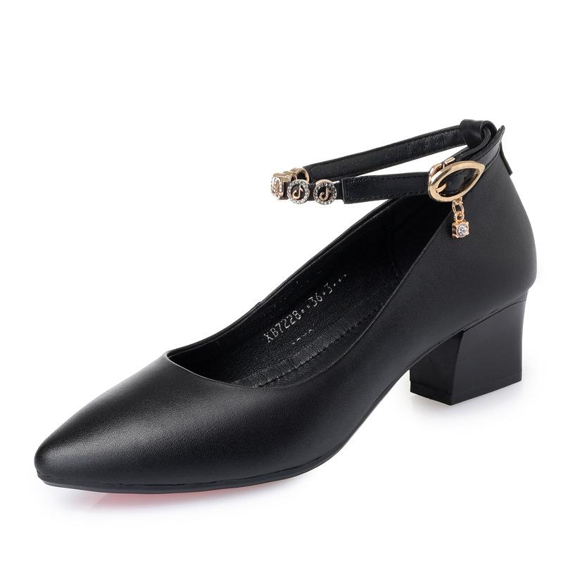 Fashion Genuine Leather High Heel Shoes Red Wedding Pumps Women Shoes Pointed Toe Rhinestone High Heel Shoes Ladies Elegant Office Shoe