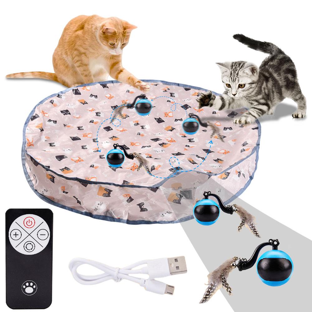 Interactive Cat Toys Ball Fast Rolling In Pouch Automatic Rolling Ball Anti-Depression Pet Toy for Indoor Cat Kitten