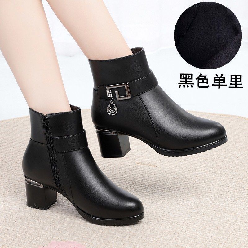 Short Boots Children 2025 Autumn and Winter New Mother Martin Boots Middle Heel Women's Leather Shoes Short Boots