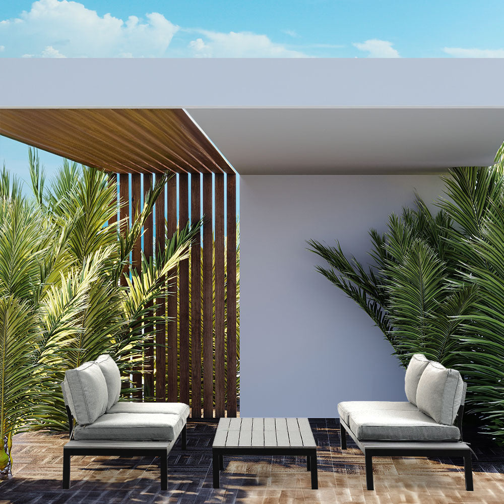 Outdoor Dining Sets Fortia 4 Pc Outdoor Furniture Setting Seater Lounge Chairs And Side Tables Outdoors Garden Patio