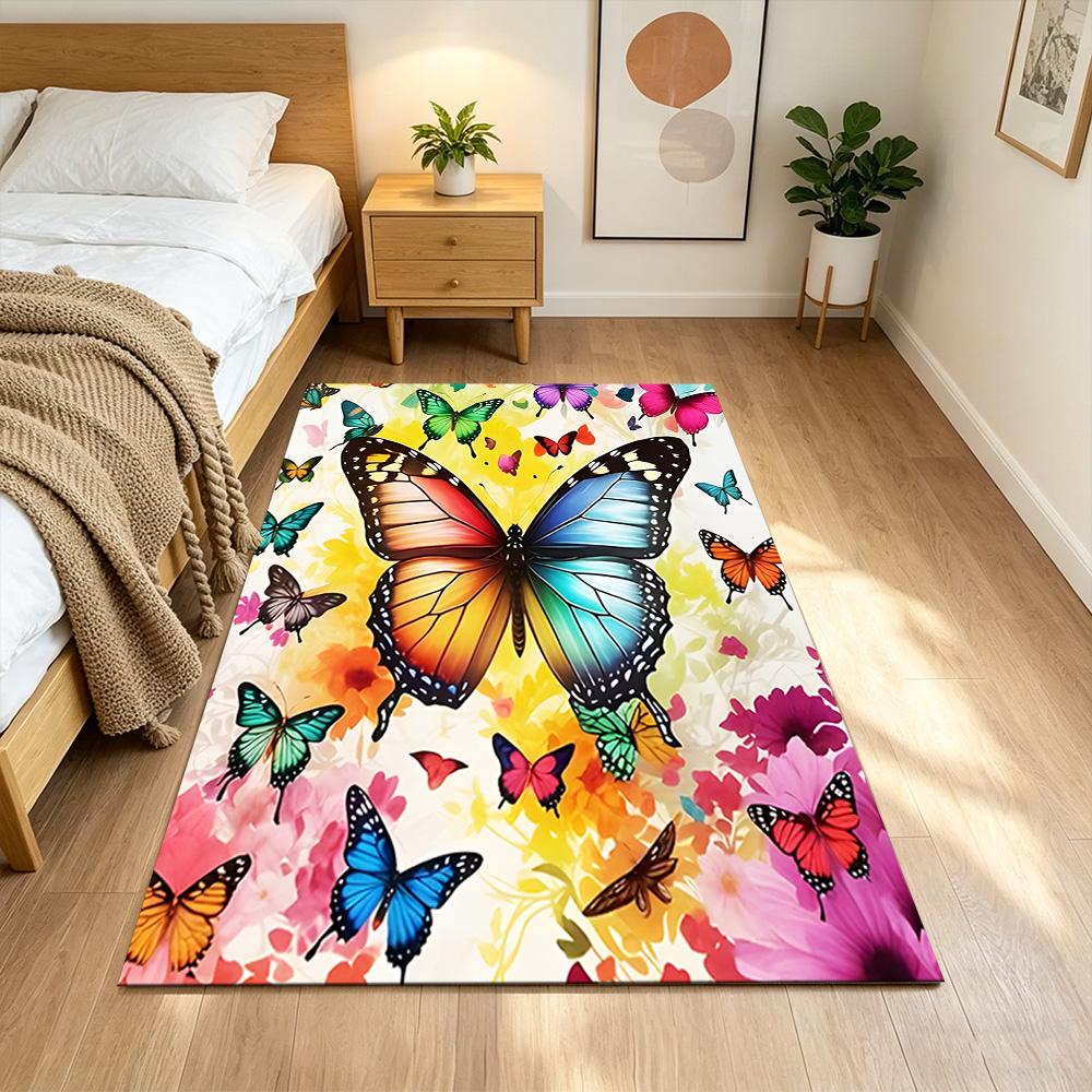 Purple Butterfly Night Magic Non-Slip Home Carpet Design for Office Decor Living Room Bedroom Gift