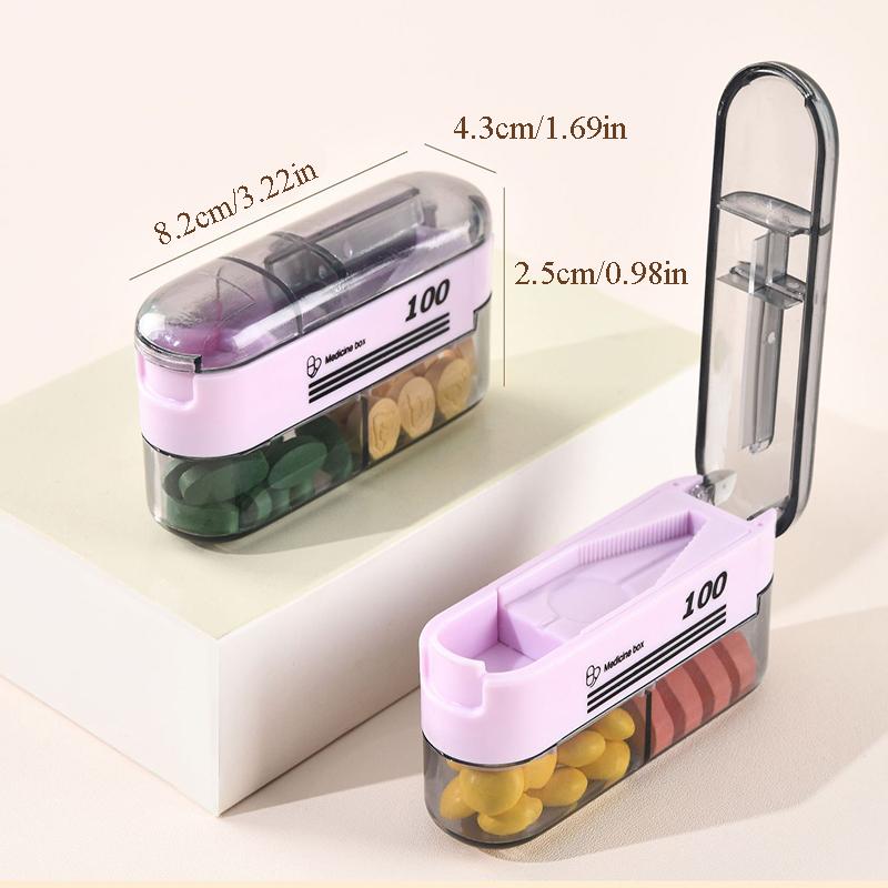7-Day Portable Pill Organizer with Cutter Multi-Functional Moisture-Proof Medicine Storage Box Trendy Daily Health Management