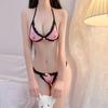 Sex Underwear Sexy Cute Printed Three-point Underwear Free of Open Passion Temptation Pure Desire Wind Gather Bra