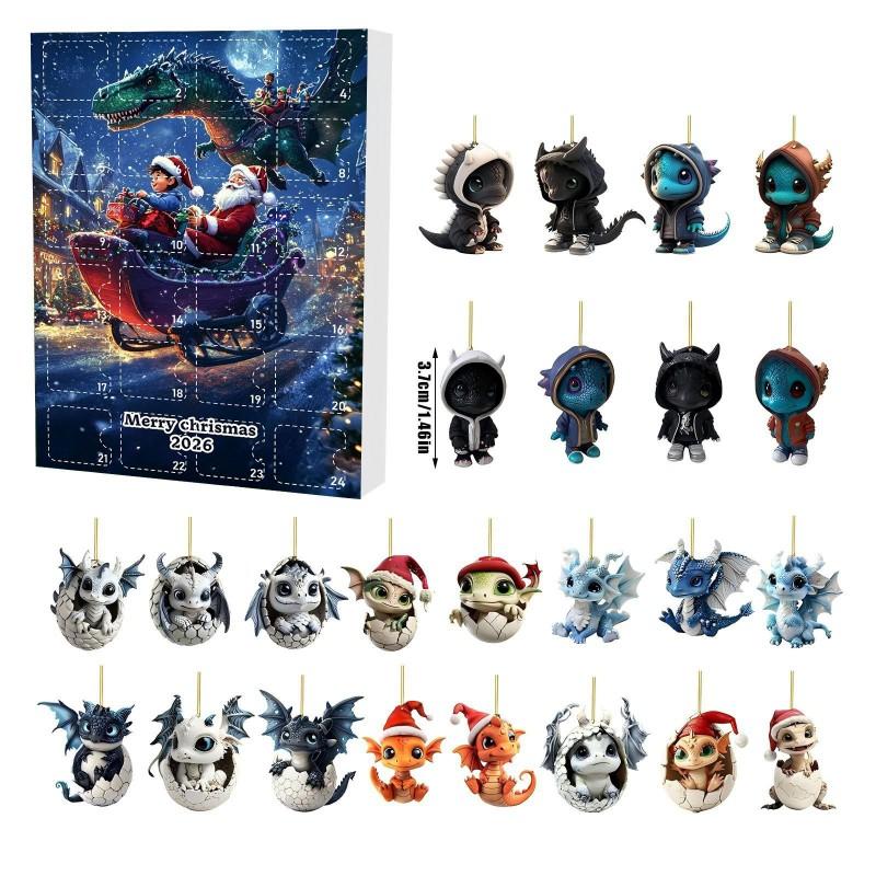 Viking Dragon Advent Calendar Blind Box Hanging Ornament 24 Unique Acrylic Decor Christmas Home Party