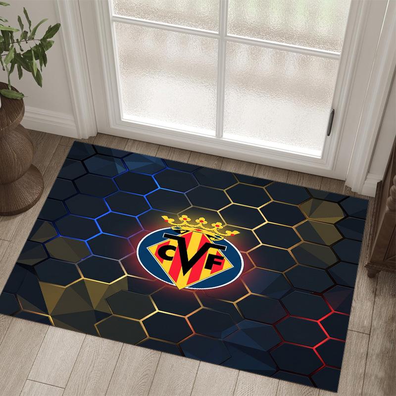 Villarreal FC Design Kristall Samt Teppich Gemütlich Nicht?Rutschfester Teppich mit Aufdruck für Schlafzimmer Wohnzimmer Eingang