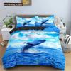 3D Printed Microfiber Dolphin Quilt Cover Sets All Season Bedding Set With Pillowcase Ocean Art Duvet Cover For Home Decoration