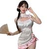 Sexy Underwear Sexy Hollow Stand-up Collar Antique Split Cheongsam Passion Pure Desire Charming Hanfu Nightdress Clothes Loungewear