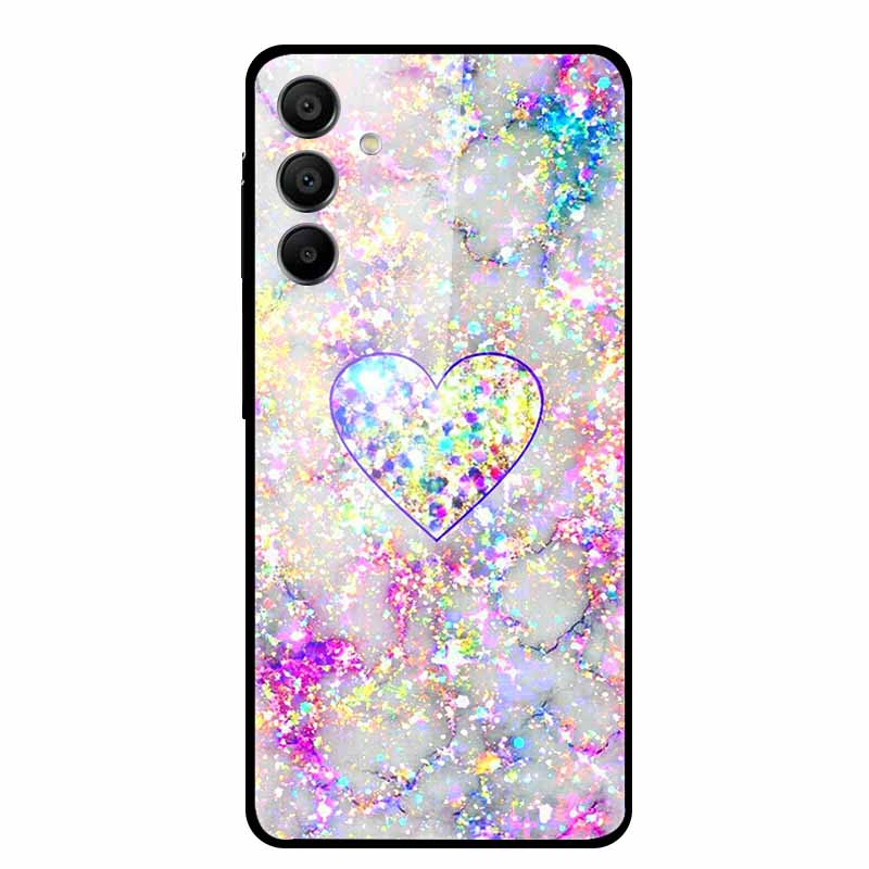 For Samsung Galaxy A16 Case Hard Tempered Glass Cover Colourful Back Shield Bumper for Samsung A 16 5G SM-A166B Protector Funda