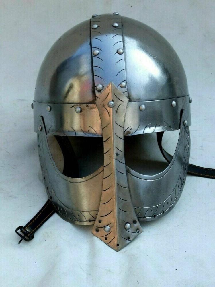 Casco Normano de Acero de Calibre 18 Medieval Armadura Vikinga