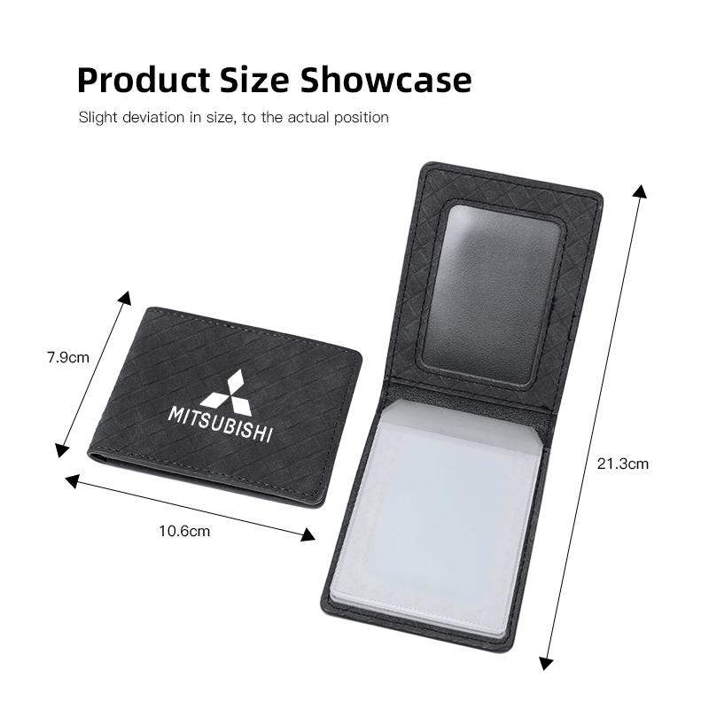 Keychain Car Driver License Leather Bag Auto Driving Documents Wallet For Mitsubishi Eclipse Lancer Pajero ASX Colt I200 Space