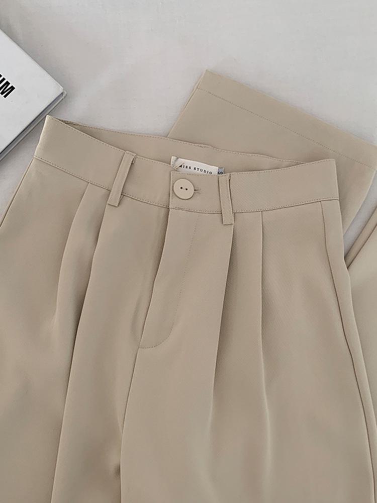 

Женские брюки с высокой талией, черного абрикосового цвета - свободные, прямые, повседневные летние брюки с широкими штанинами M грязно-белый