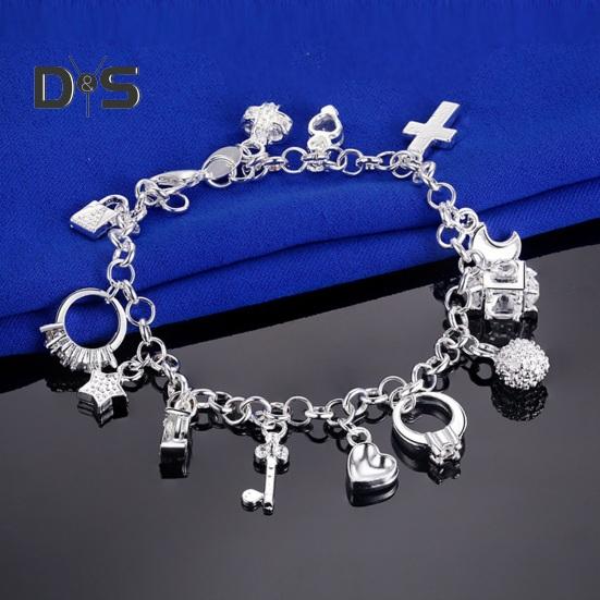 Bracciale da Donna Multi Ciondoli Lega Catena Vuota Colore Solido Moschettone Gioiello da Polso Donna Regalo di Anniversario Braccialetto Leggero