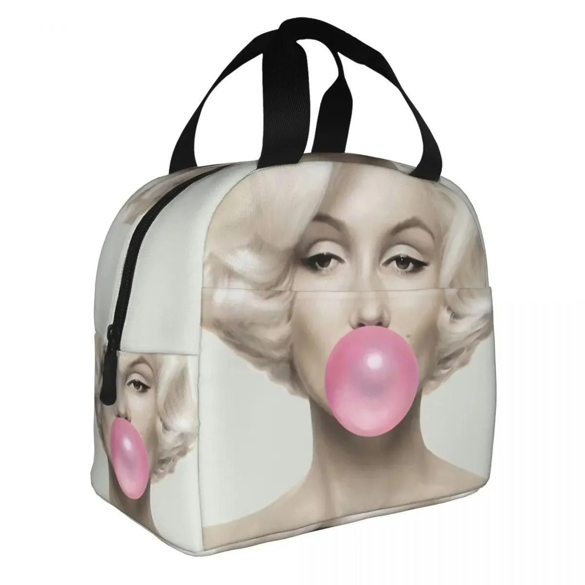 

Поп-арт Золотой Уорхол Ланч-бокс Многоразовый Водонепроницаемый Термосумка-холодильник Еда Золотая Девушка Монро Изолированная Сумка для обеда для женщин Рабочие сумки 22x20x13CM розовый
