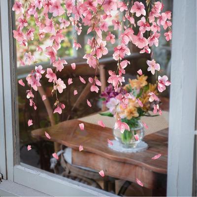 Flower Window Clings Waterproof Hanging Vine Floral Glass Sticker Home Decorative Films For Bedroom Restroom Door Decoration