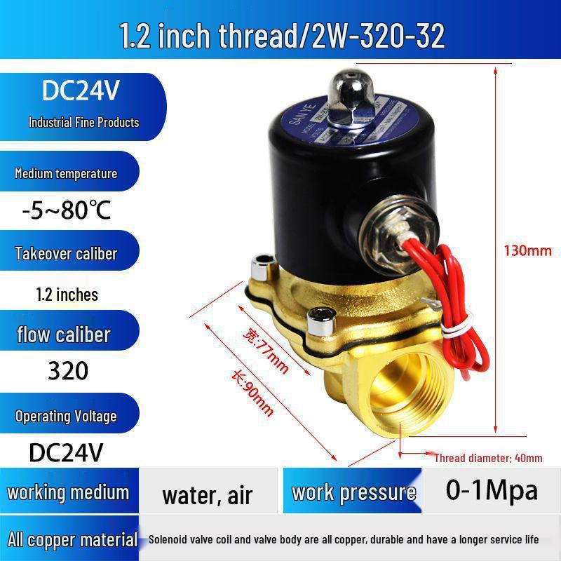 

Електричний соленоїдний клапан: 12В/24В/220В Нормально Закритий, Сумісний з 4-6 Точками та 1-дюймовою Мідною Водопровідною Трубою