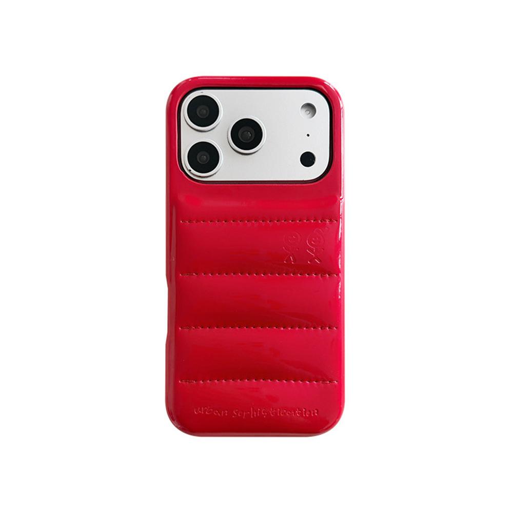 Luxury PU Leather Puffer Phone Case For 17 16 15 14 Pro Max 13 Shockproof Cover Urban Sophistication Down Jacket Caps