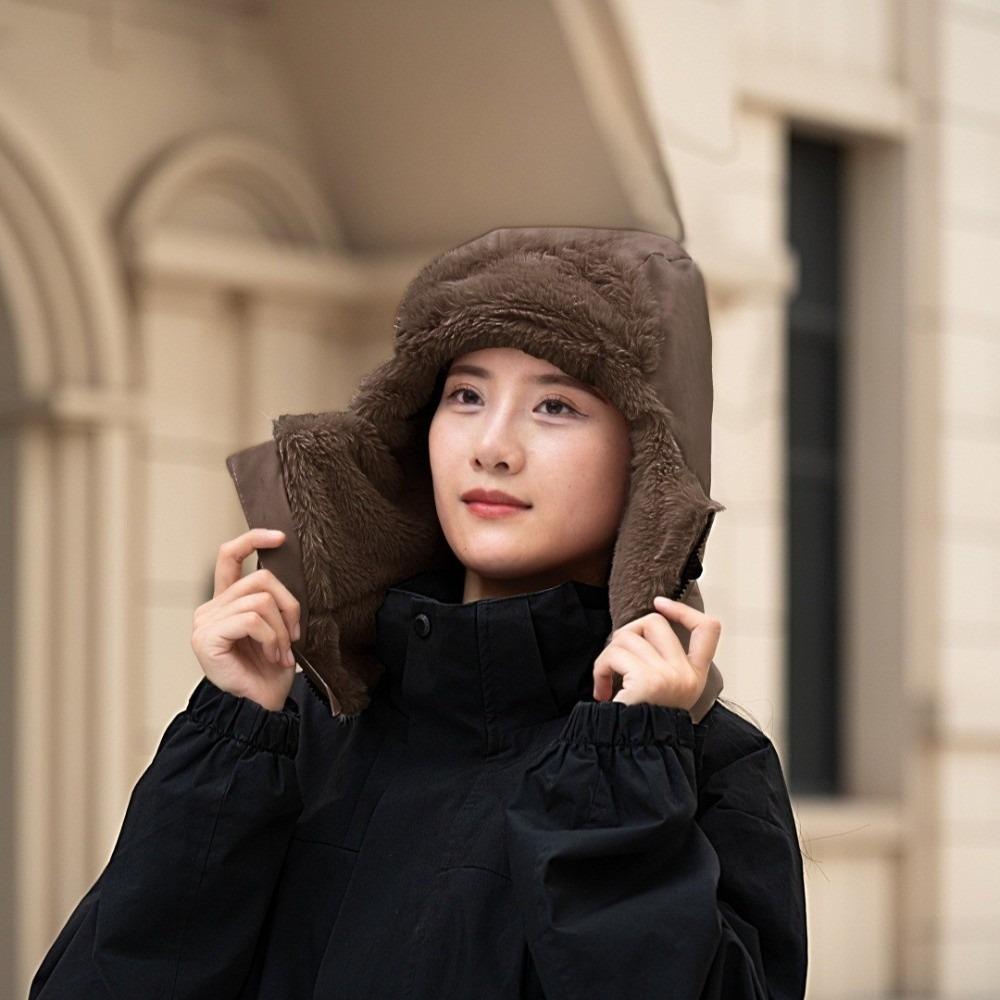 Keep Warm Warm Scarf Face Mask Solid Color Lei Feng Hat 4-in-1 Winter Cycling Hat  Women