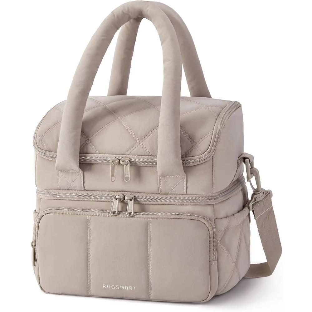 11.8L.High Quality Double Deck Lunch Bag Leakproof Insulated Lunch Box Reusable Durable Puffer Tote Outdoor